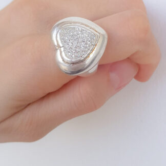 Anillo corazón inflado con brillo de plata 925