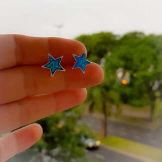Aros estrella de plata y piedra