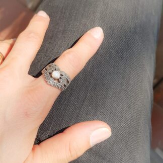 Anillo macizo de plata 925  y nacar