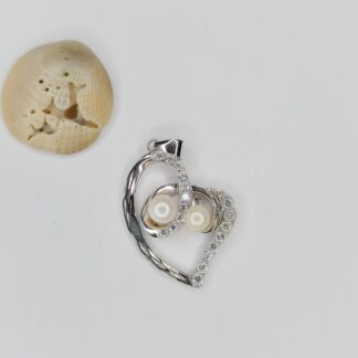 Dije corazón Marino en plata 925 con micropave- Colección Agua