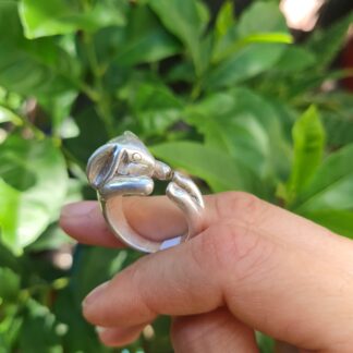 Anillo conejo de plata inflada 925