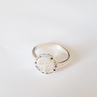 Anillo árbol de la vida de plata y cubic