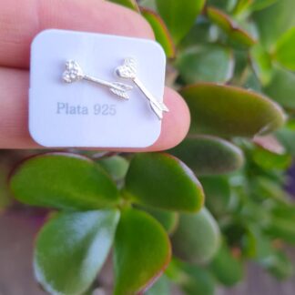 Aros flecha corazón de plata 925