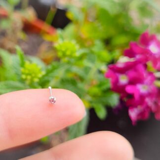 Piercing de nariz de plata y cubic rosa