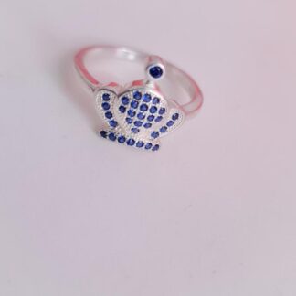 Anillo corona de plata y brillo